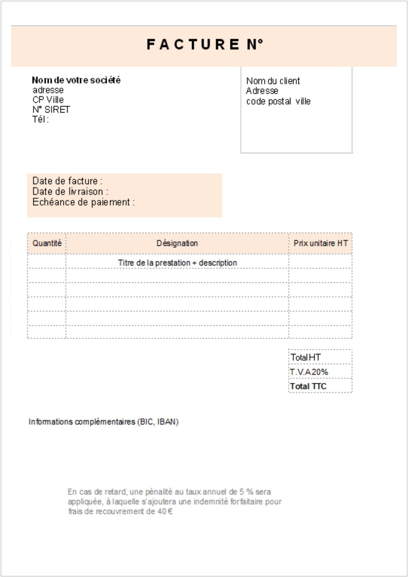 Comment faire la facture en excel