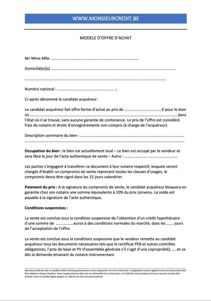 Comment faire ‌une offre d achat