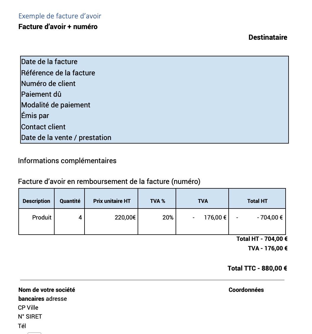 Comment faire un avoir facture