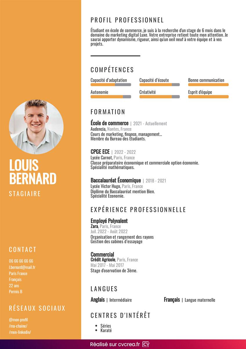 Comment faire un cv pour stage