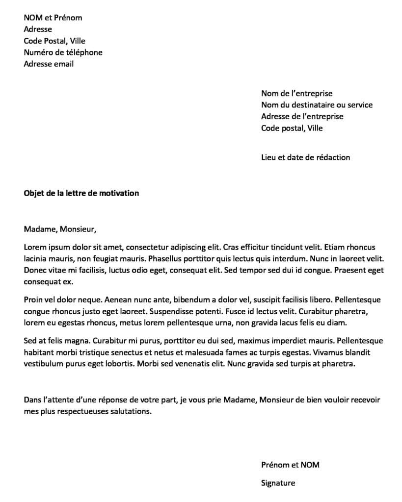 Comment faire une lettre de motivation lycée