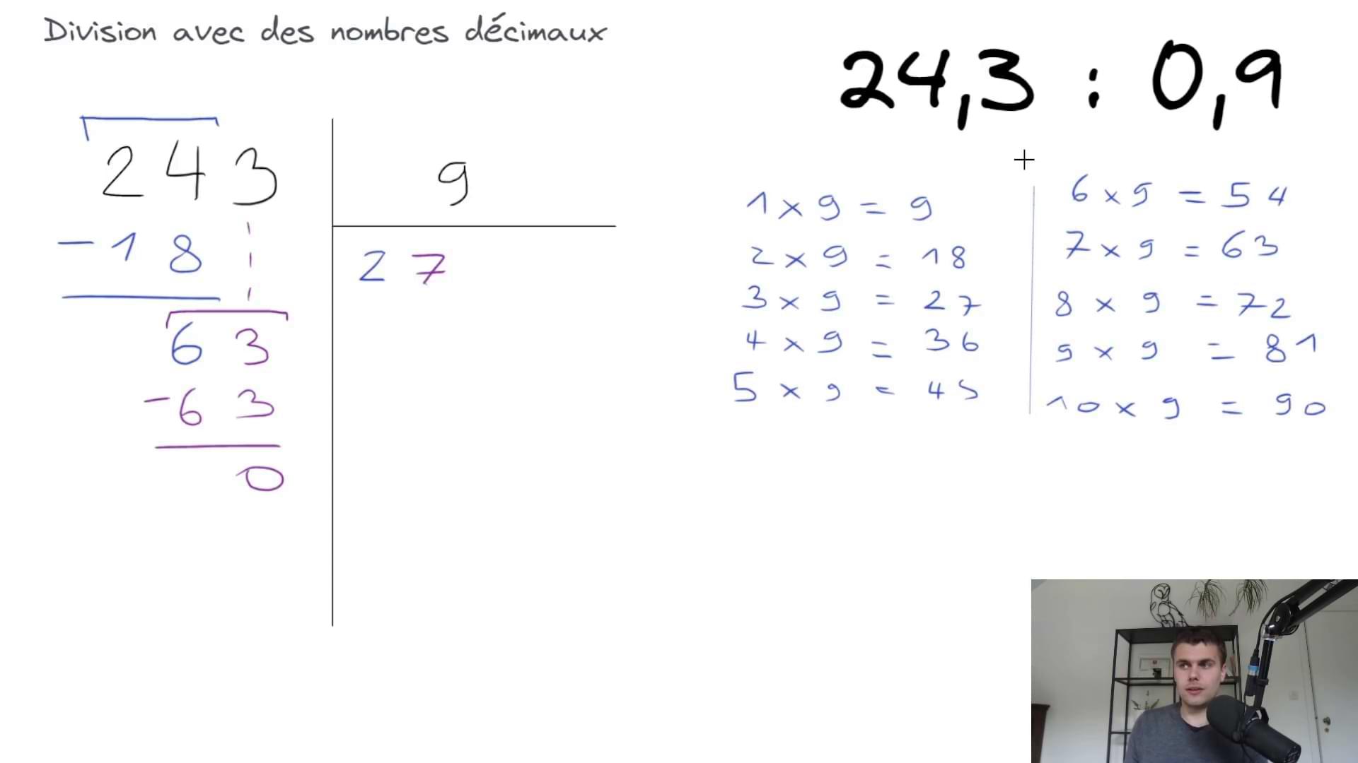 Comment faire une division à virgule