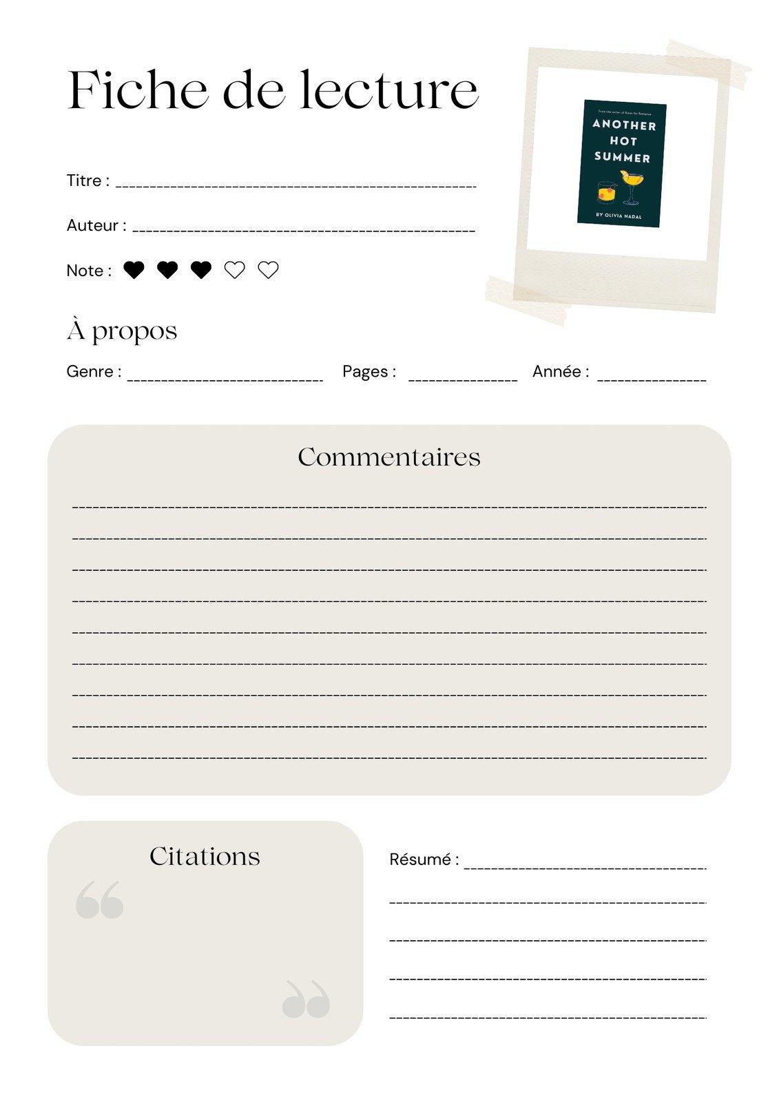 Comment faire fiche de lecture